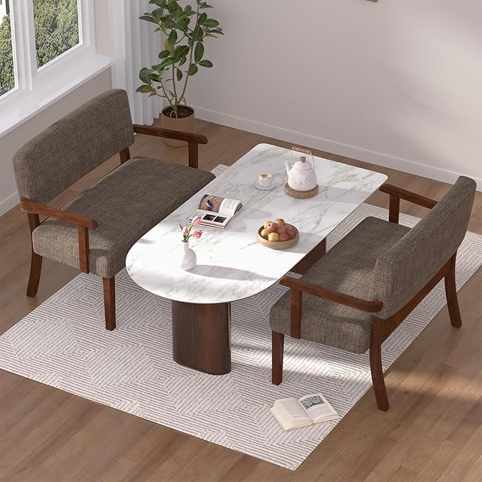 Accent Chair 2 Seat, Arm Chairs with Soft Seat and Armrests for Living Room, Love seat for Dining, Reading, and Waiting Rooms (Brown)