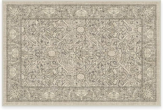 RUGGABLE x Morris & Co Washable Area Rug– Montreal Natural Stone 2x3, Stain-Resistant, Non-Slip – Small Machine Washable Rugs for Living Room, Bedroom, Hallway, Entryway & Bathroom–with Cushioned Pad