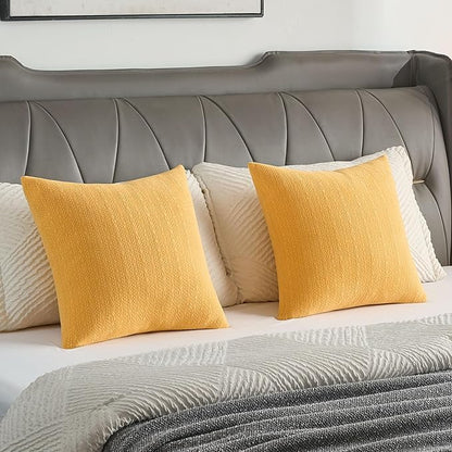 FUTEI Mustard Yellow Chenille Throw Pillow Covers 12x20 Inch Set of 2,Soft Striped & Diamond Textured Lumbar Pillow Cases,Modern Home Decor for Couch Living Room