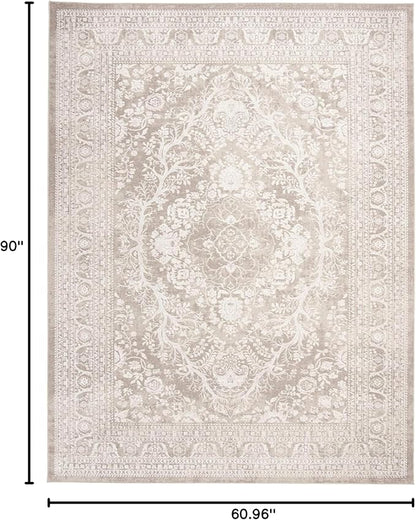 SAFAVIEH Reflection Collection Area Rug - 5'1" x 7'6", Beige & Cream, Boho Tribal Distressed Design, Non-Shedding & Easy Care, Ideal for High Traffic Areas in Living Room, Bedroom (RFT668A)