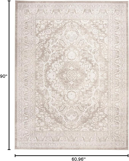 SAFAVIEH Reflection Collection Area Rug - 5'1" x 7'6", Beige & Cream, Boho Tribal Distressed Design, Non-Shedding & Easy Care, Ideal for High Traffic Areas in Living Room, Bedroom (RFT668A)