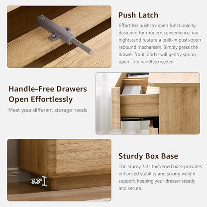 ACCOHOHO Modern Bedroom Set, 3 Pieces Bedroom Furniture Set, Wood 6 Drawer Dresser and Nightstands Set of 2, Chest of Drawers Wide Storage Organizer Cabinet for Bedroom,Natural Oak