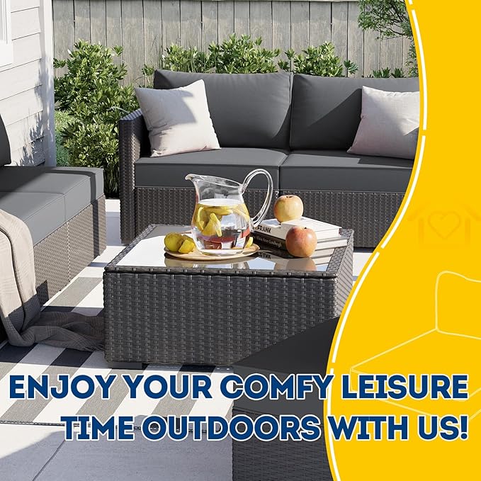 AAAAAcessories Outdoor Deep Seat Cushions, Waterproof, Fade-Resistant Patio Furniture Replacement Cushions, 23.5" x 25.5" x 5" + 23.5" x 13.5", Dark Gray
