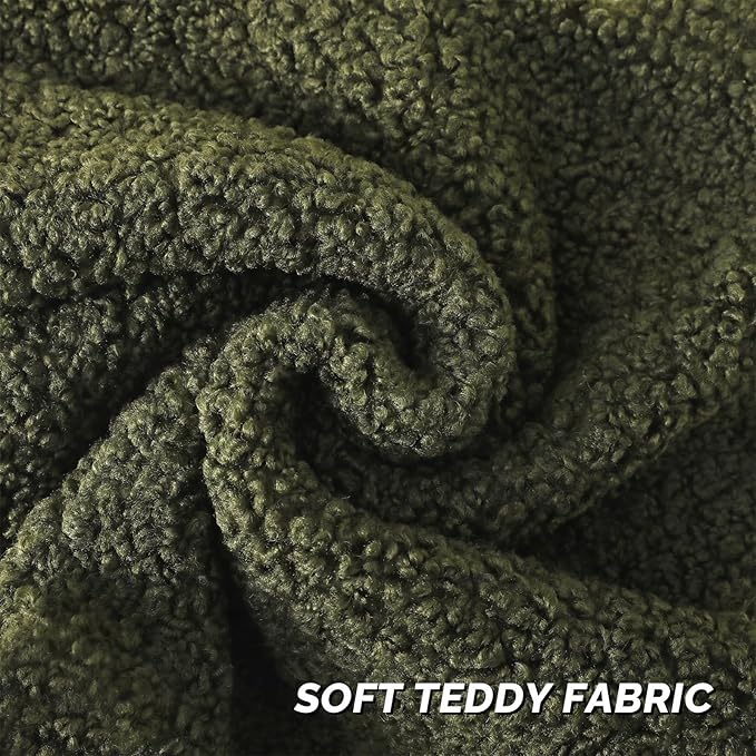 FUTEI Olive Green Throw Pillow Covers 24x24 Inch Set of 2,Furry Faux Fur Teddy Boucle Textured Cushion Covers,Soft Fluffy European Pillow Shams,Home Decor for Couch Bed Living Room Office Car