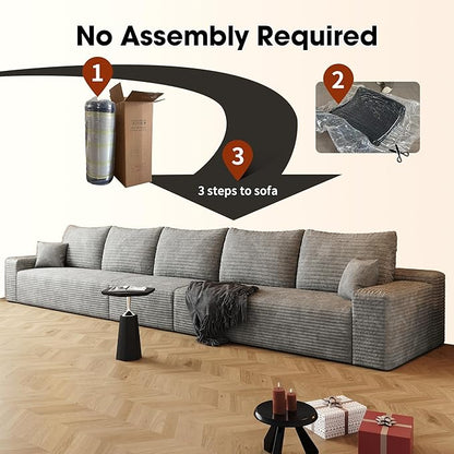 168.1" Oversized Modular Sectional Sofa Upholstered Couches, 5-Seat Cloud Couch for Livingroom Apartments,Deep Seat Pet-Friendly Fabric, No Assembly Required (Gray)