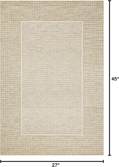 Loloi Chris Loves Julia Briggs Collection, Wheat & Ivory, 2'-3" x 3'-9" Accent Rug – Minimal Gritted Design Area Rugs for Living Room Bedroom Entryway & Hallway No Shed High Traffic Home Decor Rug