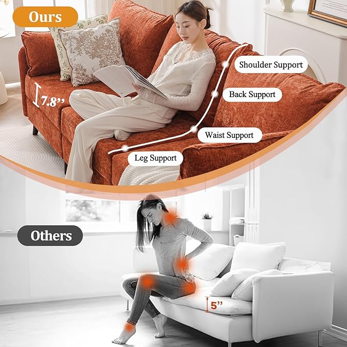 135'' Modular Sectional Sofa with Storage Seat,Oversized L Shaped Couch,6 Seater Couches for Living Room,Bedroom,Velet,Orange