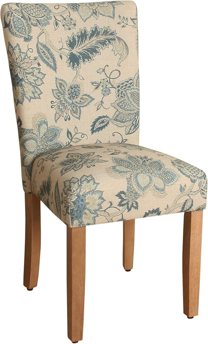 HomePop Parsons Classic Upholstered Accent Dining Chair, Set of 2, Blue Jacobean
