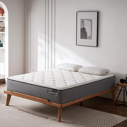 EPITEX Silverluxe Plus Full Size Mattress, 10 Inch Cooling Gel Memory Foam Full Mattress in a Box, Individual Pocket Spring for Low Motion Transfer, Medium Firm Mattress, Gray