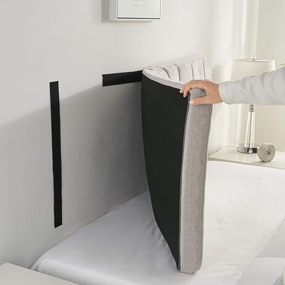Nestl Upholstered King Headboard - Easy Assemble Channel Stitched Headboard King Size Bed - Wall Mounted Headboards with 3D Soundproof Wall Panels Peel & Stick Floating Headboards, Silver