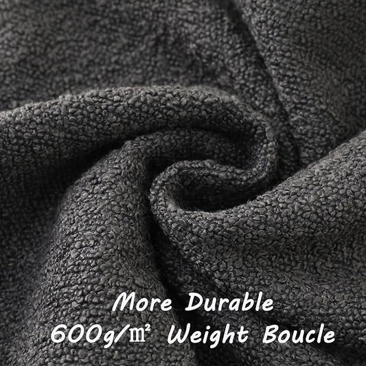FUTEI Pack of 2 Dark Grey Decorative Throw Pillow Covers 12x20 Inch Soft Cozy Solid Boucle Textured Lumbar Pillow Cases,Modern Home Decor for Couch Bed Living Room