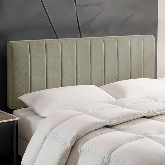 Upholstered Full Headboard - Easy Assemble Channel Stitched Headboard Full Size - Wall Mounted Headboard with 3D Soundproof Wall Panels Peel & Stick Floating Headboards for Full Size Bed - Olive Green