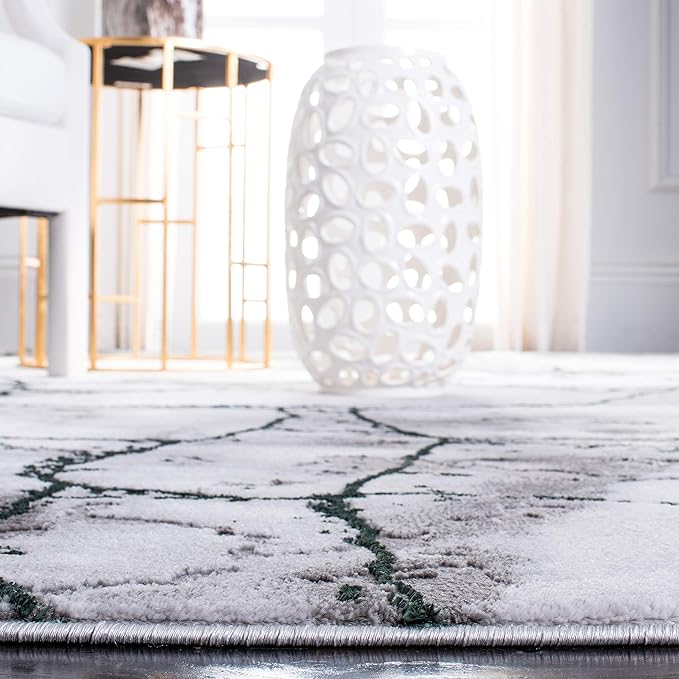 SAFAVIEH Craft Collection Area Rug - 9' x 12', Grey & Green, Modern Abstract Design, Non-Shedding & Easy Care, Ideal for High Traffic Areas in Living Room, Bedroom (CFT877Y)