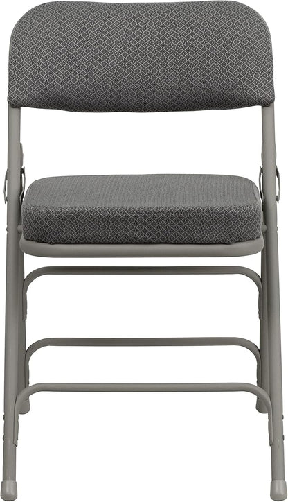 Flash Furniture Hercules Series Metal Folding Chair with Cushioned Seat, Fabric Upholstered Event Chair with 300-lb. Static Weight Capacity, Gray