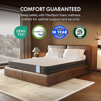 FLEXISPOT 8'' Twin Size Cooling Gel Memory Foam Mattress, Viscose from Bamboo, Medium Firm, 10-Year Warranty, Mattress-in-A-Box, Certi-PUR & Oeko-TEX Certified, Washable, Fire-Resistant.