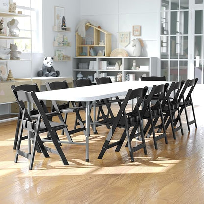 Flash Furniture Hercules Set of 2 Kids Black Resin Folding Chairs with Gray Vinyl Padded Seats