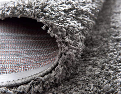 Unique Loom Solid Shag Collection Area Rug (7' 1" Round, Graphite Gray)