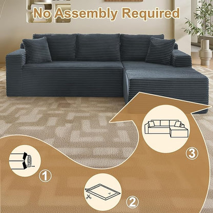 105''Sectional Cloud Couch with L Shaped Chaise,Modern Modular Sectional Sofa,Comfy Sectional Couches for Living Room,Bedroom,Apartment(Dark Grey, 105''W Right Facing Chaise)