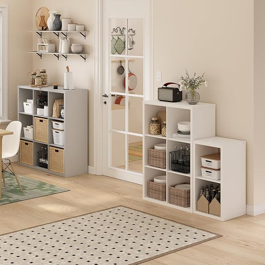 Furinno Cubicle Open Back Decorative Cube Storage Organizer, 6-Cube, White
