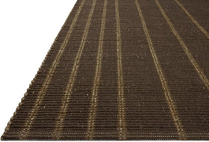 Loloi Leanne Ford Weatherstaff Collection WTS-01 Espresso/Natural 5'-0" x 7'-6" Area Rug Jute, Striped, Neutral, Living Room, Bedroom, Dining Room