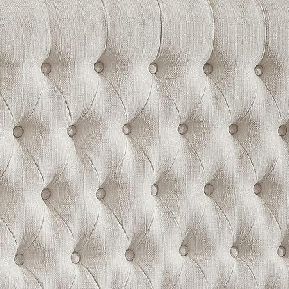 24KF Upholstered Tufted Button Linen Fabric Headboard,Comfortable Fashional Headboard Queen/Full Size,Ivory