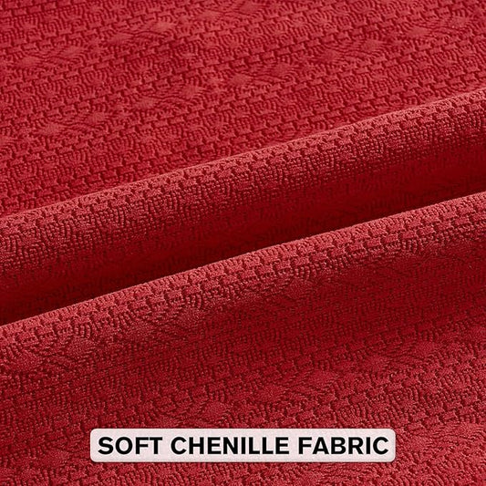 FUTEI Christmas Red Chenille Throw Pillow Covers 26x26 Inch Set of 2,Soft Striped & Diamond Textured Euro Pillow Shams,Modern Home Decor for Couch Living Room