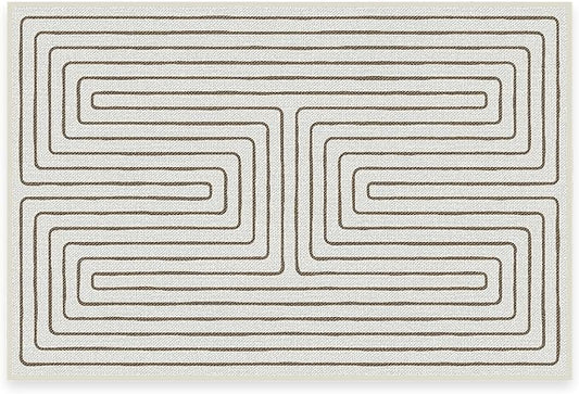 RUGGABLE x Jonathan Adler Machine Washable Modern Area Rug– Labyrinth Camel/Ivory 2x3, Stain-Resistant, Non-Slip – Small Rugs for Living Room, Bedroom, Hallway, Entryway & Bathroom–with Cushioned Pad