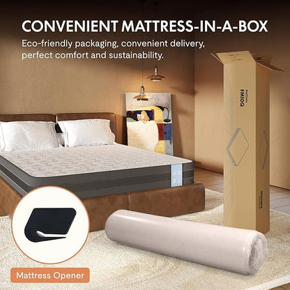 FLEXISPOT 6'' Queen Size Cooling Gel Memory Foam Mattress, Viscose from Bamboo, Medium Firm, 10-Year Warranty, Mattress-in-A-Box, Certi-PUR & Oeko-TEX Certified, Washable, Fire-Resistant.