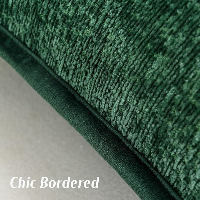 FUTEI Christmas Dark Green Chenille Throw Pillow Covers 16x16 Inch Set of 2,Soft Cozy Bound Edge Design Cushion Case,Home Decor for Couch Bed Living Room