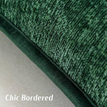 FUTEI Christmas Dark Green Chenille Throw Pillow Covers 20x20 Inch Set of 2,Soft Cozy Bound Edge Design Cushion Case,Home Decor for Couch Bed Living Room