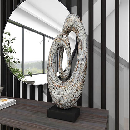 Deco 79 Mother of Pearl Shell Abstract Decorative Sculpture Swirl Home Decor Statue with Black Base, Accent Figurine 12" x 5" x 29", Gray