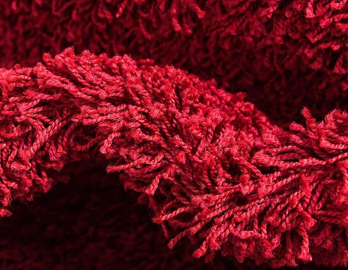 Unique Loom Solid Shag Collection Area Rug (7' 1" x 10' Rectangle, Cherry Red)