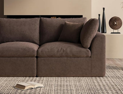 78.9" Loveseat Sofa, Cloud Boneless Couches for Living Room, Modern Modular Sectional Sofa, Oversized, Brown