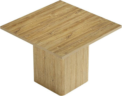 Tribesigns 39-Inch Square Dining Table for 4, Small Fluted Kitchen Table with Sturdy Pedestal, Farmhouse Wooden Dinner Table for Dining Room, Living Room, Kitchen, Small Space, Natural