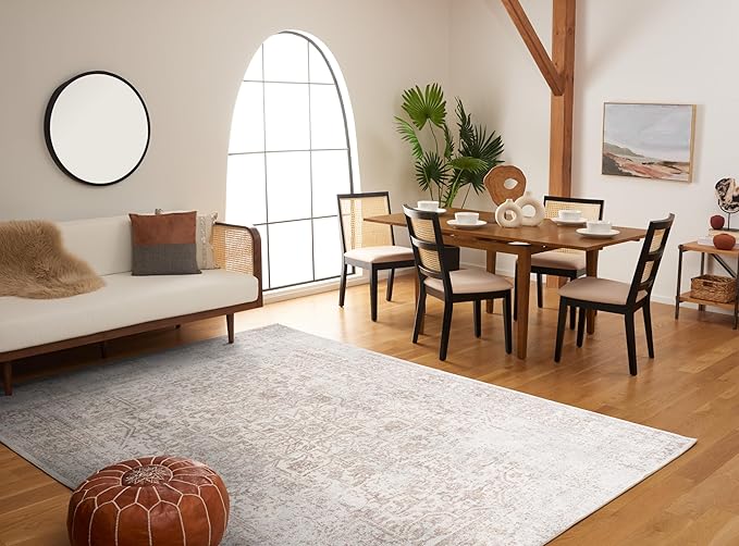 SAFAVIEH Area Rug 11x15 - Evoke Collection - Large - Ivory & Taupe, Distressed Design, Non-Shedding & Easy to Clean, Ideal for Living Room, Bedroom, Dining Space (EVK256E)