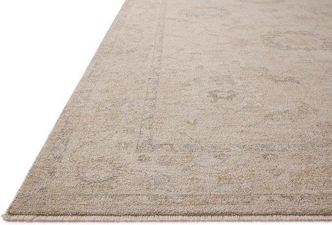 Loloi Chris Loves Julia Louisa Collection LOI-02 Oatmeal/Slate 5'-3" x 7'-6", .38" Pile Height, Area Rug