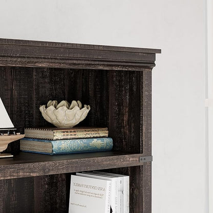 IDEALHOUSE 5 Tier Bookcase, Farmhouse Book Shelf with Storage, 71" Tall Book Case Wooden 5 Shelf Bookcase for Home Office, Living Room, Bed Room (Cherry, 67.4" H x 31.5" W x 12.8" D)