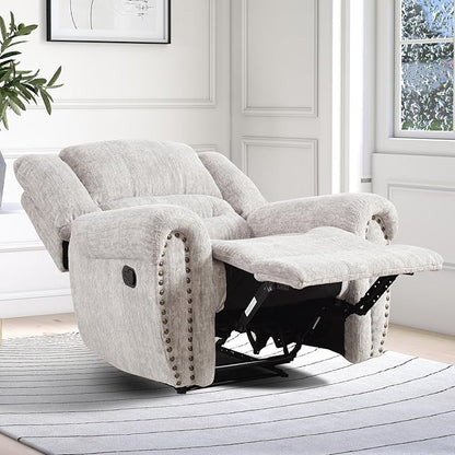 INZOY Recliner Chair, Heavy Duty Manual Reclining Sofa Single Lounge Sofa for Living Room, Home Theater Seating, White