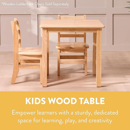 Kids Wood Table, Square, 24in x 24in, Kids Furniture, Natural