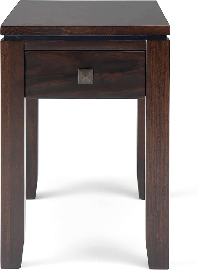 SIMPLIHOME Cosmopolitan SOLID WOOD 14 Inch Wide Rectangle Contemporary Narrow Side Table in Mahogany Brown, For the Living Room and Bedroom