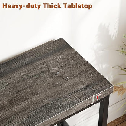 32" Small Console Table with Storage, 3-Tier Narrow Entryway Table, Sturdy Sofa Table with Mesh Shelves, Console Tables for Living Room, Bedroom, Hallway, Entryway, Foyer, Oak Grey