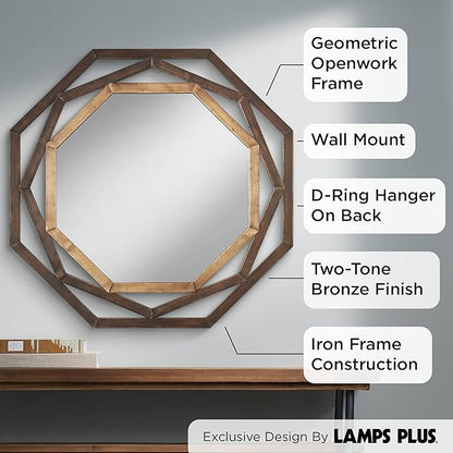 Uttermost Two-Tone Bronze 32" Openwork Octagonal Wall Mirror