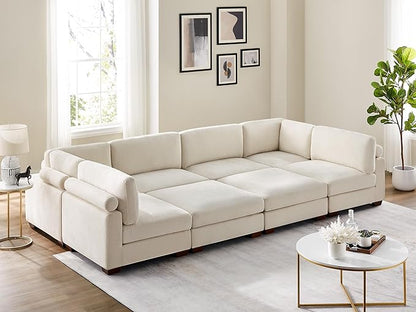 VANOMi Large Modular Sectional Sofa, Oversized Couch with Ottoman, Cloud Couch Deep Seat Sofa with Thick Cushion, Convertible Sectional Couches for Living Room Office Apartment