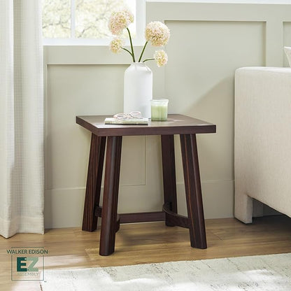 Walker Edison Colt Modern Farmhouse Solid Wood Square Side Table, 18 Inch, Espresso