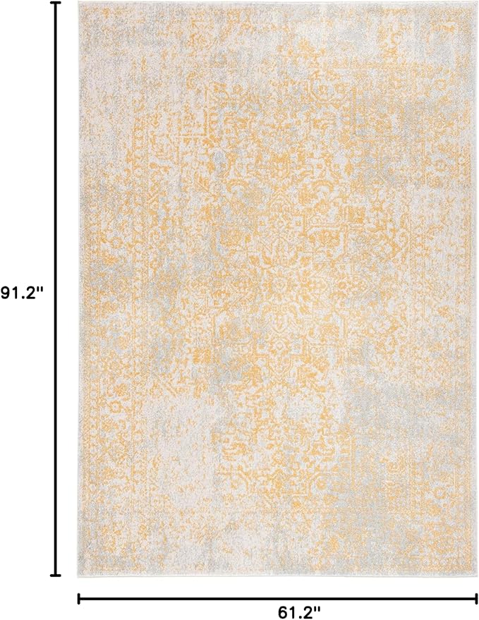 SAFAVIEH Evoke Collection 5'1" x 7'6" Ivory/Gold EVK256B Oriental Distressed Non-Shedding Living Room Bedroom Area Rug