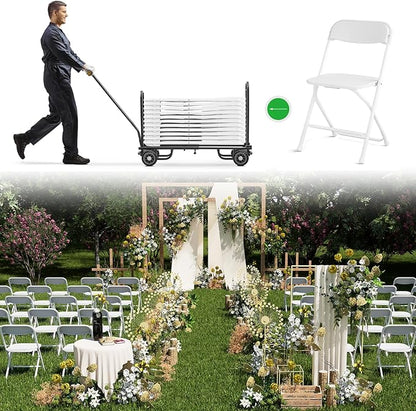 White Folding Chairs 10 Pack,Folding Chairs for Outdoor,Heavy Duty 350lb Capacity Portable Event Plastic Chairs with Steel Frame,Wedding Party Office Dining