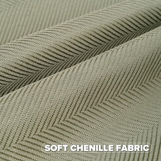 FUTEI Sage Green Chenille Throw Pillow Covers 12x20 Inch Set of 2,Soft Wide Chevron Textured Lumbar Pillow Cases,Farmhouse Home Decor for Couch Bed Living Room