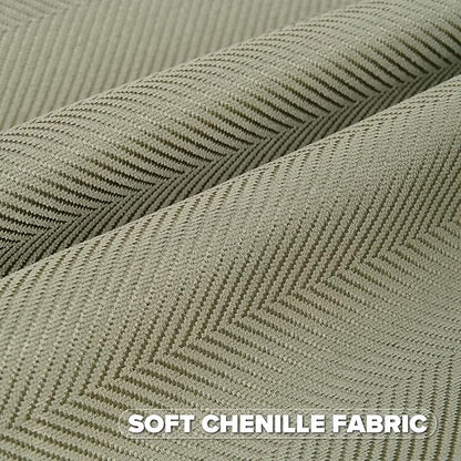 FUTEI Sage Green Chenille Throw Pillow Covers 24x24 Inch Set of 2,Soft Wide Chevron Textured European Pillow Shams,Farmhouse Home Decor for Couch Bed Living Room