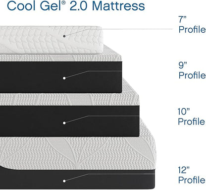 Cool Gel Chill 14 Inch Medium Firm Memory Foam Mattress King Size, with 2 Bonus Cool Gel Memory Foam Bed Pillows, 14" with Pressure Relief, CertiPUR-US Certified, Cooling King Mattress in a Box