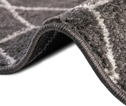 Unique Loom Trellis Frieze Collection Area Rug - Geometric (4' x 6' Oval, Dark Gray/ Ivory)